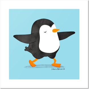 Penguin doing a yoga pose Posters and Art